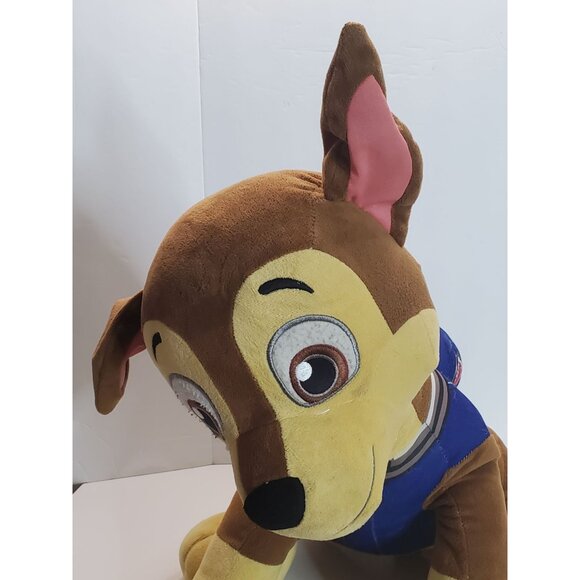 Paw Patrol Chase Plush Toy Sitting 17" Brown & Blue Polyester Stuffed Animal - Picture 7 of 16